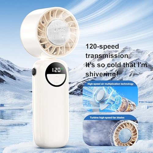 FAPPEN Portable Handheld Turbo Fan - 5 Gear High Speed 4000mAh Rechargeable Mini Personal Hand Fan Blow Cold Air, Battery Operated Travel Essentials, Holiday Gifts for Women, Men (Grey) - Image 3