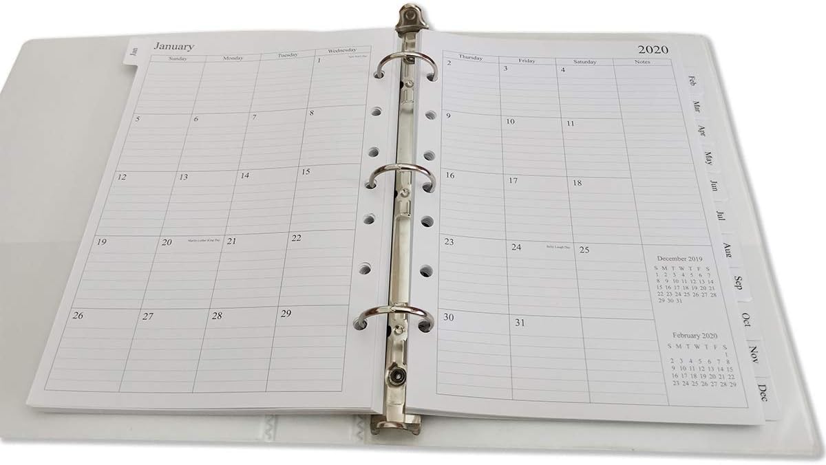 2022 Monthly Planner Refill 5-1/2" x 8-1/4", Runs from January 2022 to December 2022, Two Pages Per Month, Desk Size 4, 7-Hole Punched : Office Products