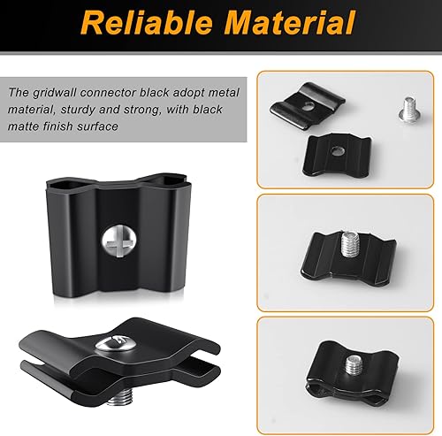 Miniatura 6 de 50 clips de unión de rejilla de alambre negro, conectores de panel de rejilla, conectores de unión de panel de rejilla, abrazaderas de pared de