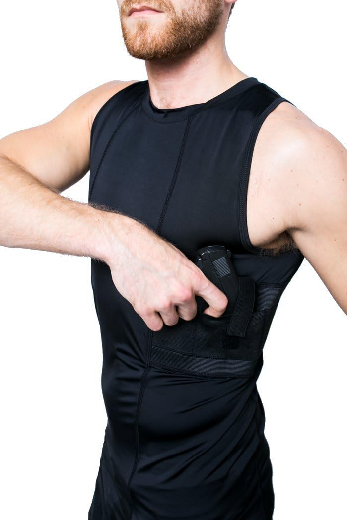 Graystone Holster Tank Top Shirt Concealed Carry Clothing for Men - Easy Reach Concealment Compression CCW Clothes (Small,Black)
