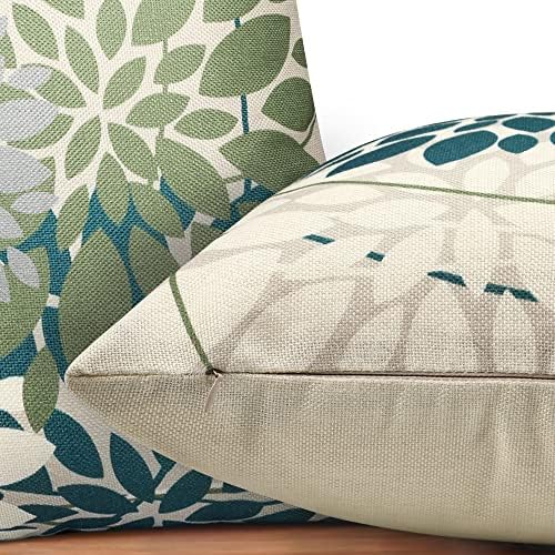 Waterproof Cushion Cover 45 X 45 Blue Green Throw Pillow Cover Abstract Cushions Outdoor Pillow Case 18X18 Decorative Cover Mondern Farmhouse Cushion Cover for Livingroom Garden Set of 2