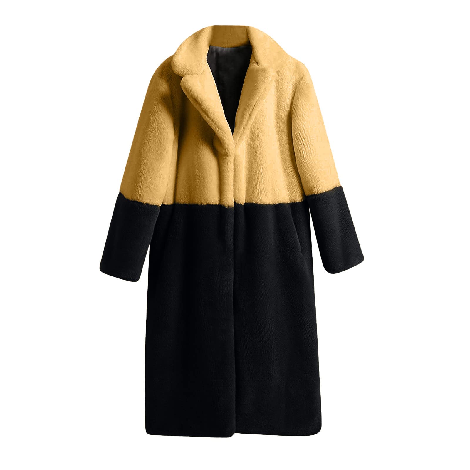 Manteau en fourrure synthétique pour femme - Élégant - Couleur unie - Manteau d'hiver moelleux - Veste d'hiver longue en fourrure synthétique - Veste de transition - Grandes tailles - Veste en