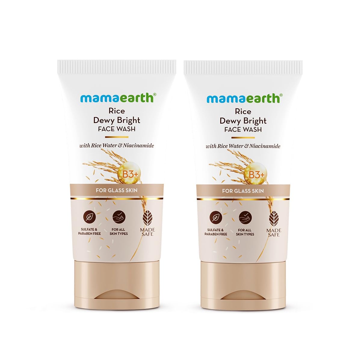 Mamaearth Rice Face Wash With Rice Water & Niacinamide for Glass Skin - 150 ml | For Hydrated, Even Skin Tone | Glowing & Brightened Skin | Korean Ski...