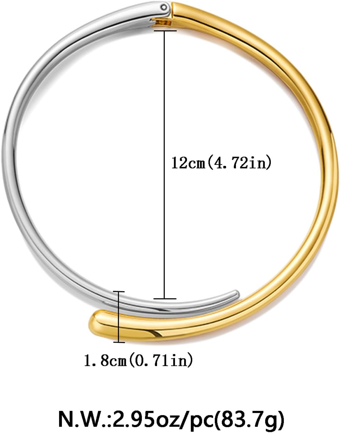 Gold And Silver Choker Necklace For Women Hinged Open Cuff Statement Necklace Two Toned Minimalist Mixed Metal Collar Jewelry - Image 5