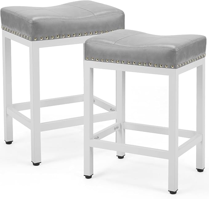 Set de 4 Butacos DUMOS 24 pulg con Asiento PU Gris miniatura 10