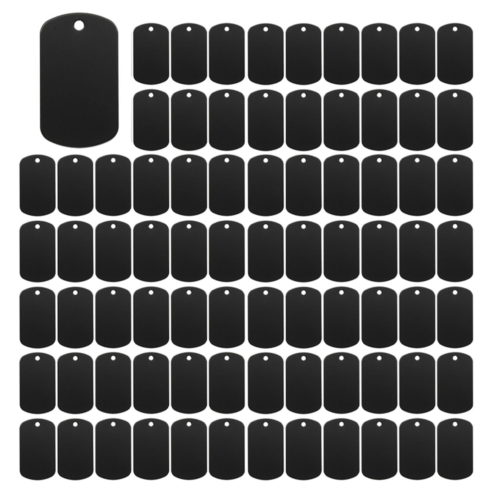 Porte-clés étiquette de chien vierge et estampage en métal noir : lot de 150 ébauches