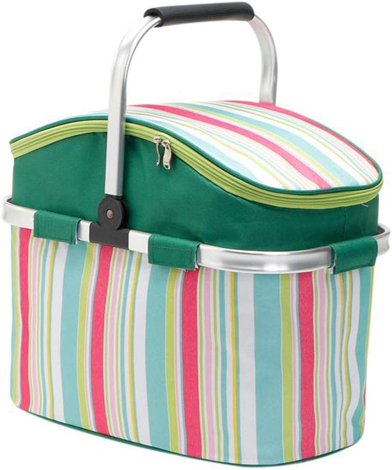 ジンニュウ 保冷バッグ クーラーボックス 折りたたみ式 保温 保冷 アルミフレームバスケット キャンプ スポーツ 運動会 アウトドア 大容量 買い物カゴ用バッグ 約26l アウトドア