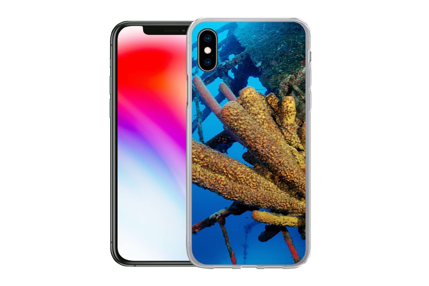 MuchoWow Funda para iPhone XS MAX - Esponja Amarilla bajo el Agua en Bonaire - Funda de Silicona/Funda Blanda para teléfono móvil