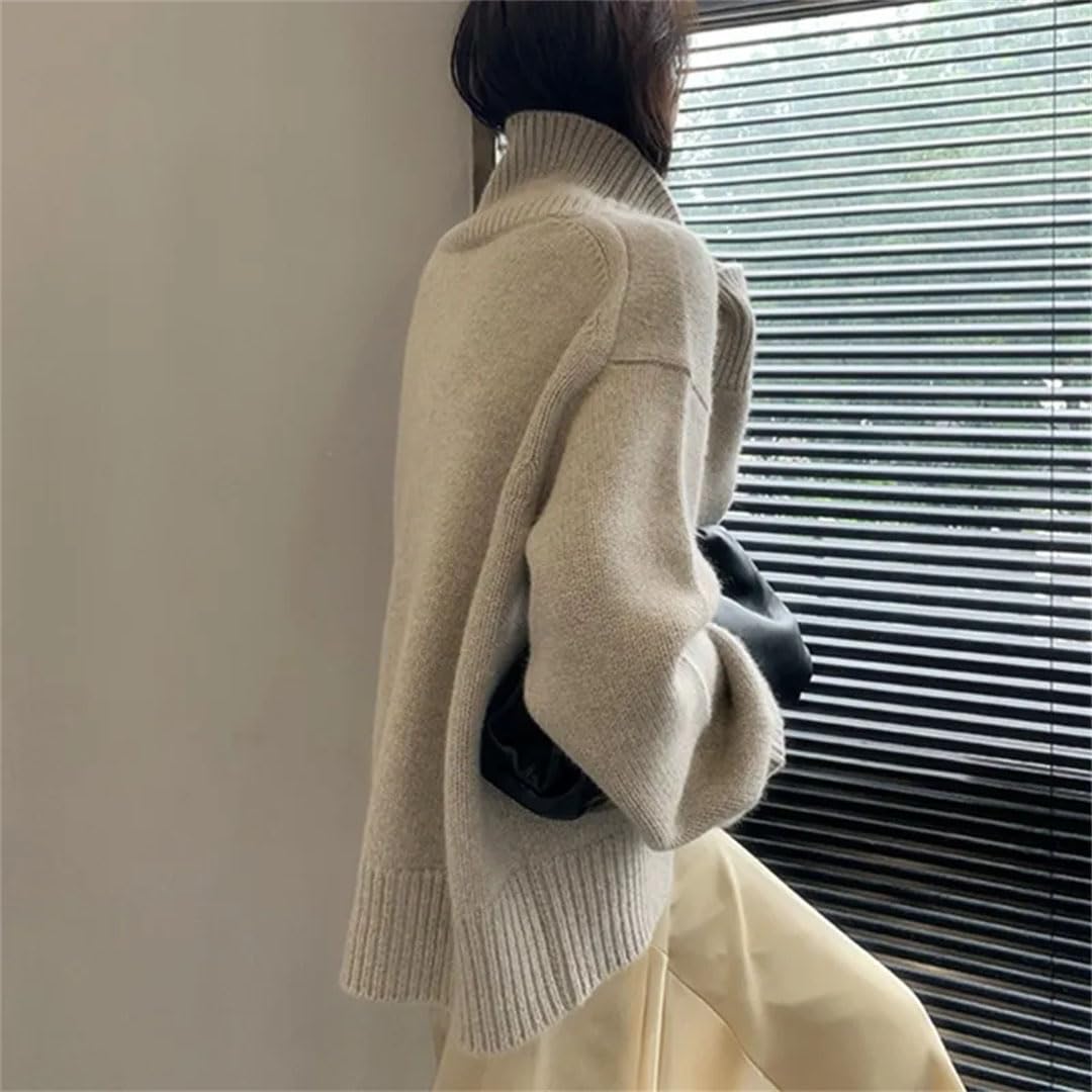 Damski sweter z wysokim dekoltem kaszmirowy sweter sweter sweter ciepły luźny dzianinowy podstawowy sweter kurtka topy