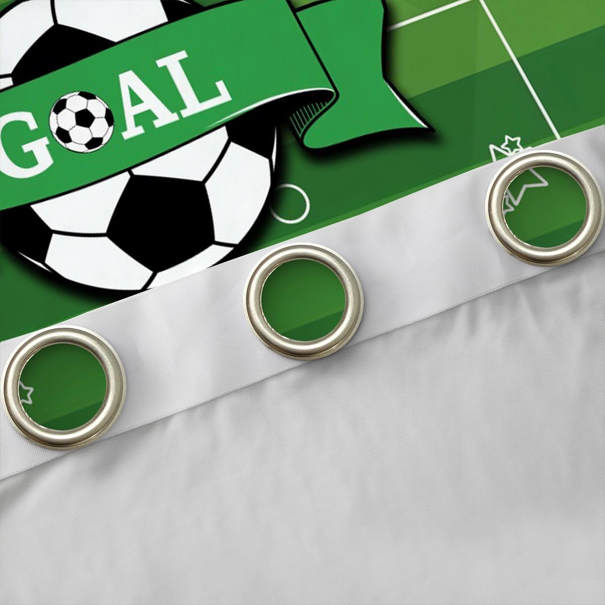 Homewish Soccer Green Gaming Football Court zasłony okienne 117 x 183 cm 2 zestawy paneli – sześciokątne zasłony zaciemniające o strukturze plastra miodu w paski zasłony okienne zasłony sportowe