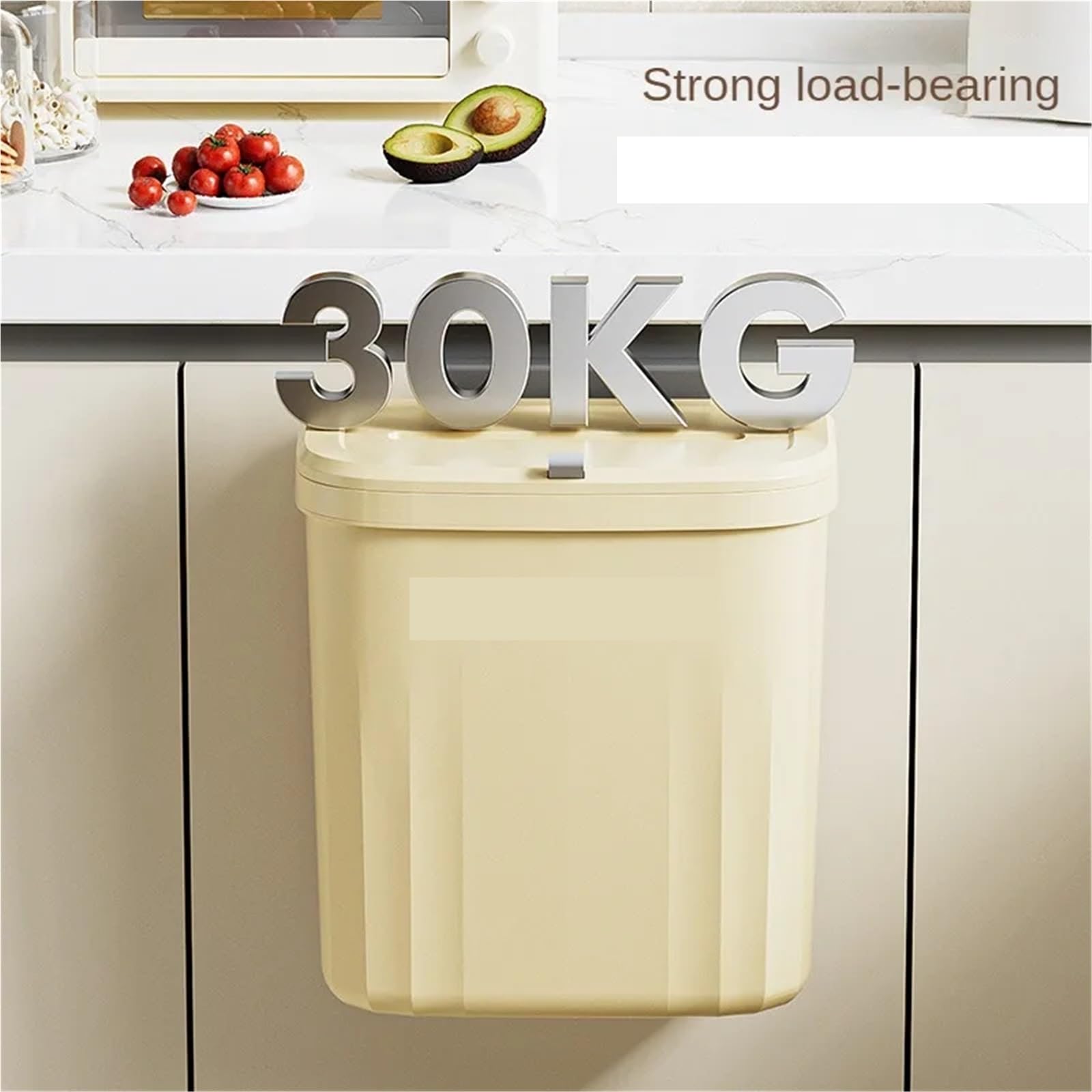 Pattumiera da cucina Bidone della spazzatura sospeso a parete con coperchio for armadio sotto il lavandino rifiuti(Yellow-L)