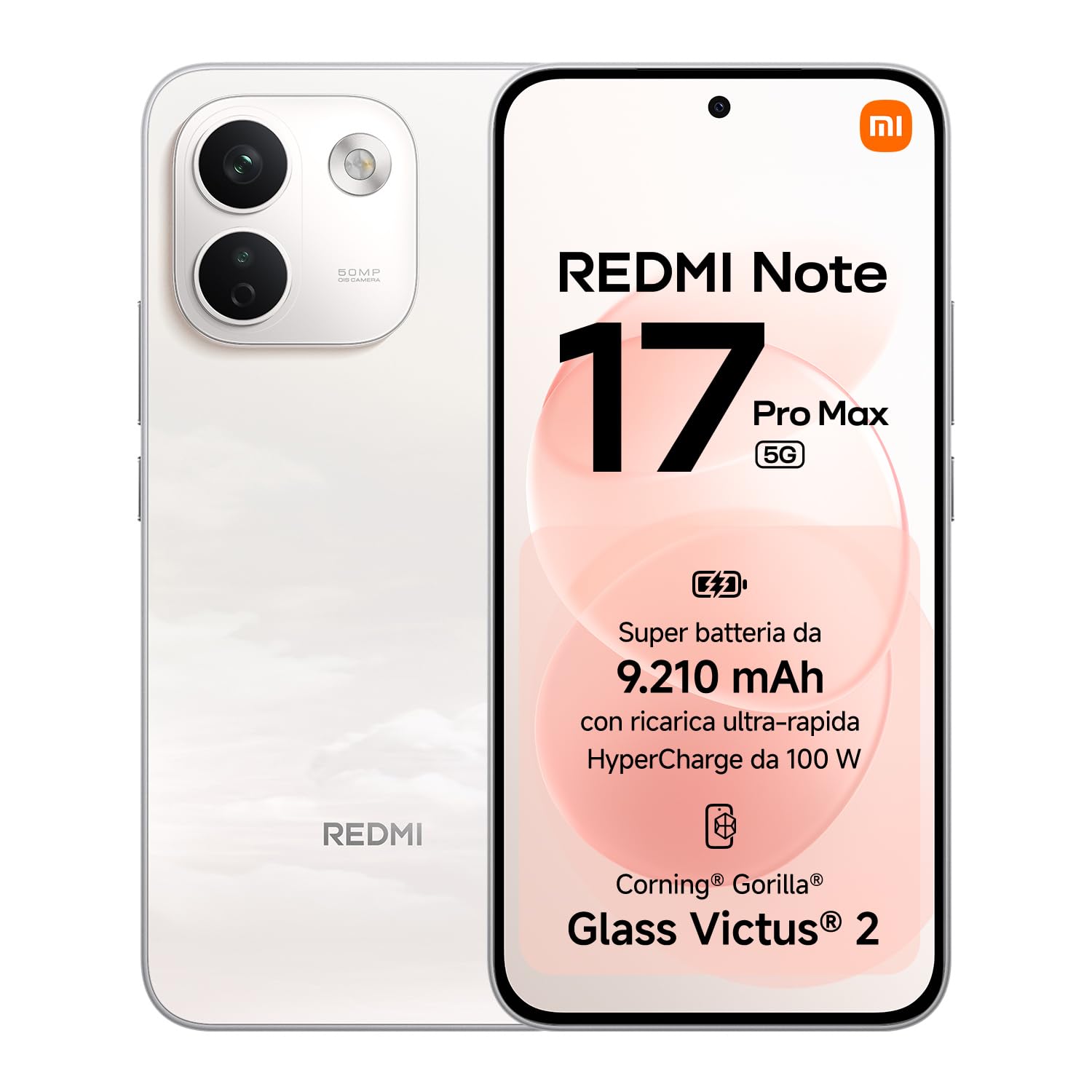REDMI Note 17 Pro Max 5G, Smartphone 8+512GB, Cloud Blush, Batteria 9210mAh | Snapdragon® 6 Gen 5, Fotocamera OIS 50MP, HyperCharge 100W, Resistenza IP66/IP68, Flagship Display, Xiaomi HyperAI