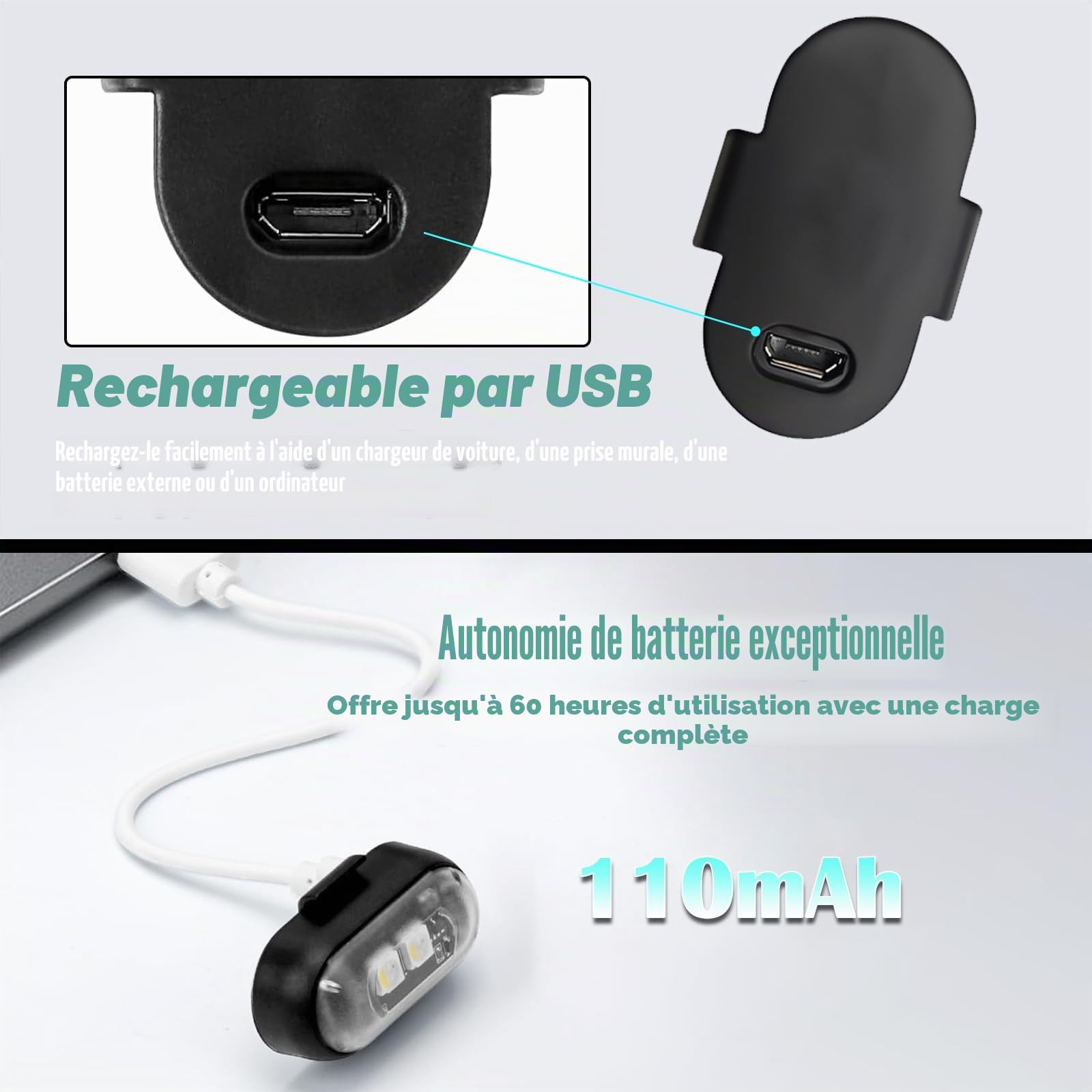 LED Voiture Exterieur sans Fil, Hulaiyaa 4 Pcs Lumières Stroboscopiques Télécommandées, Lampe Voiture Intérieur USB, Lumières sans Fil Étanches Anti-Collision, LED Drone Flash