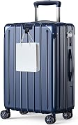 [LuggMate] スーツケース 超軽量 大容量 特殊フレーム採用 キャリーケース 隠しフック機能 耐衝撃 静音ダブルキャスター TSAロック搭載 ファスナータイプ キャリーバッグ 旅行 ビジネス 出張 入院(ネイビー, Mサイズ（4~7泊/65L）)