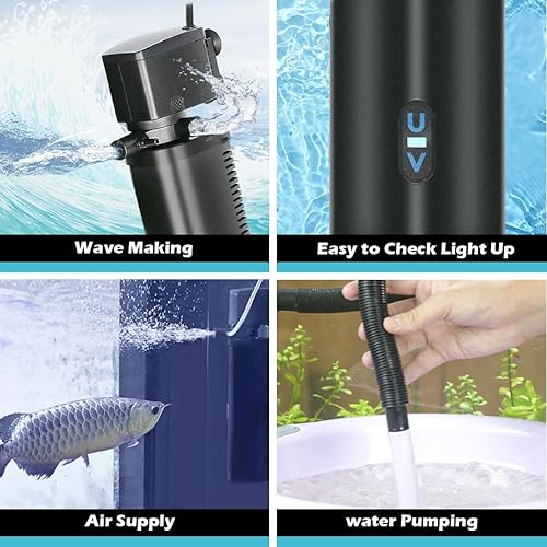 Miniatura 7 de Filtro de acuario para tanque de 100 a 400 galones, tanque de peces U-V, máquina limpia verde, sumergible, potente bomba, filtro de recipiente de