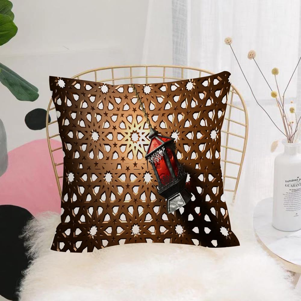 HYMSXW Cushion Cover,Throw Pillow Case Home Decorative for Living Room Bedroom Sofa Chair 20X20 Inch,Islam - Hanging lanterns, traditional red lanterns and Islam, Islamic and Hangi,Pillowcase 50X50cm