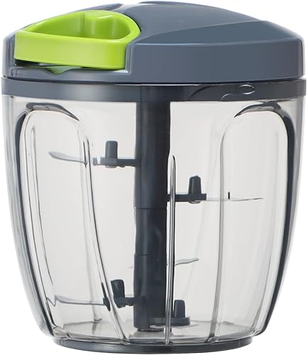 Ourokhome Procesador manual de alimentos, picador de verduras, picador de ajo portátil con cuerda de mano, cortador de cebolla para verduras,