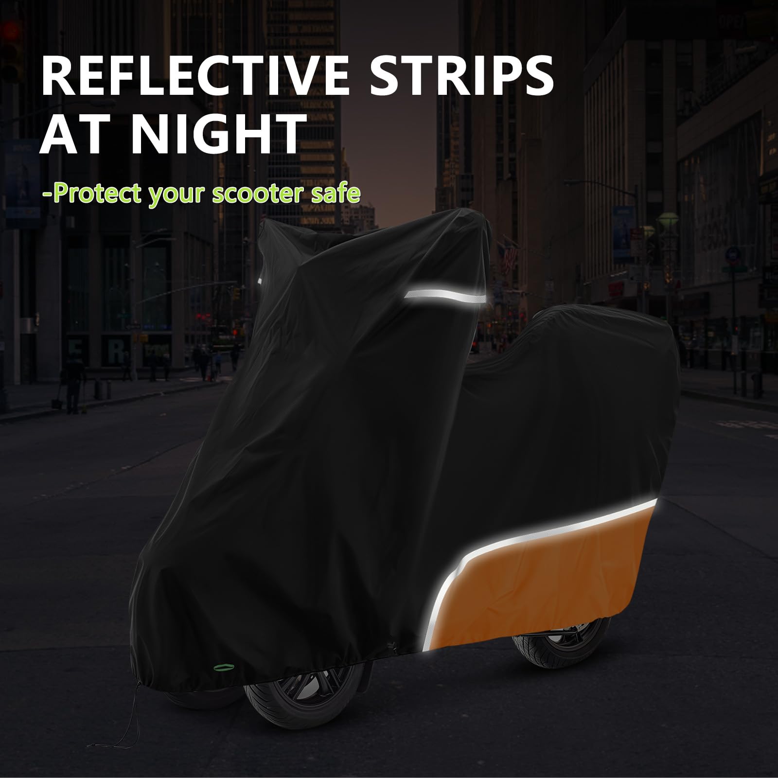 Bâche de protection pour moto, d'extérieur, avec coffre, imperméable et résistante à l'hiver, tissu Oxford 420D, convient pour Piaggio MP3 250/310/300/350/400/500/530 (couleur orange)