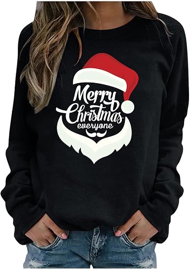 Amazon.com: 2021 Divertidas sudaderas navideñas para mujer, estilo casual,  cuello redondo, túnica : Ropa, Zapatos y Joyería