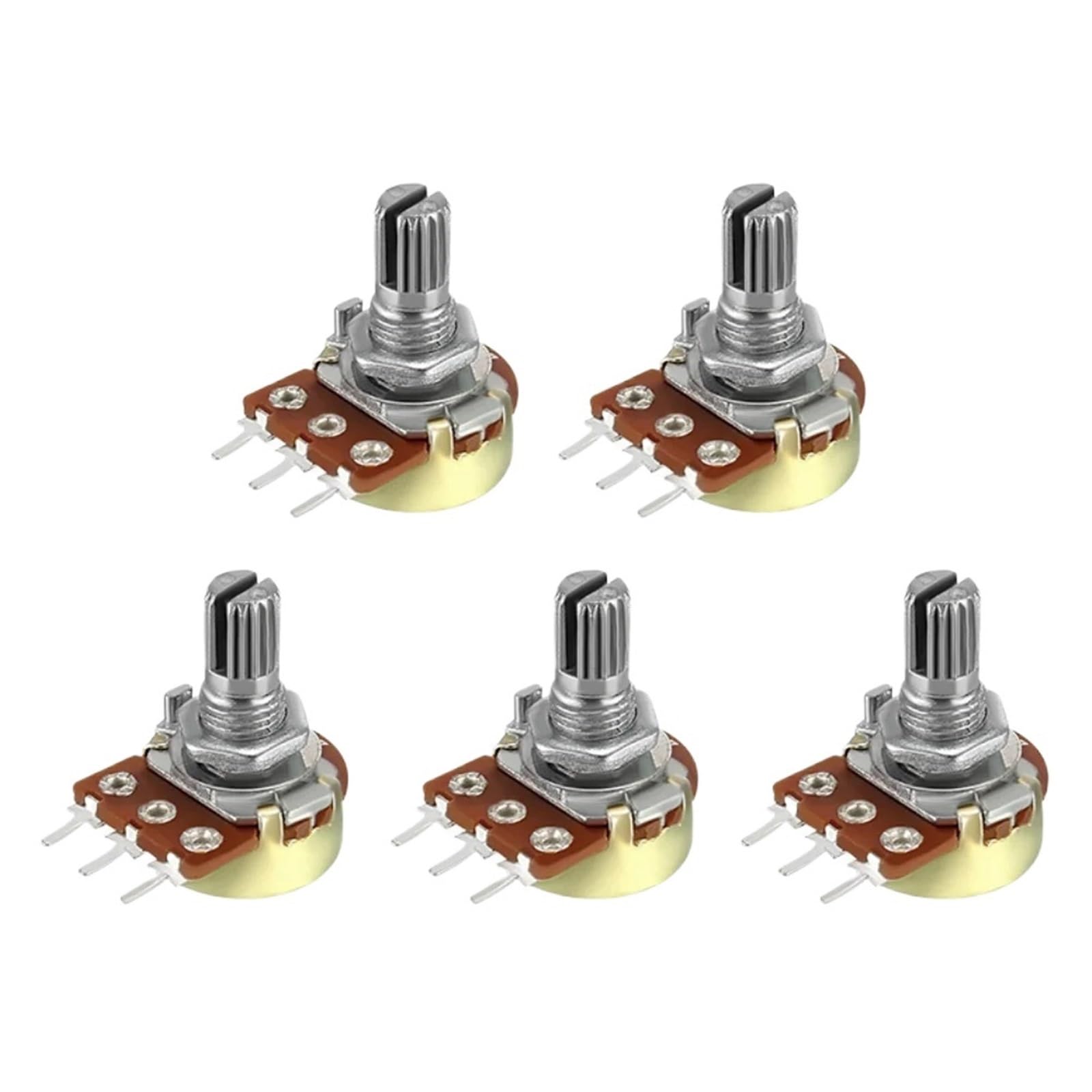 Potenciómetro lineal WH148, 5 uds., 15mm, 3 pines, eje de resistencias variables, potenciómetros de película de carbono rotativos de un solo giro, 100K-1M Ohm(250K OHM)
