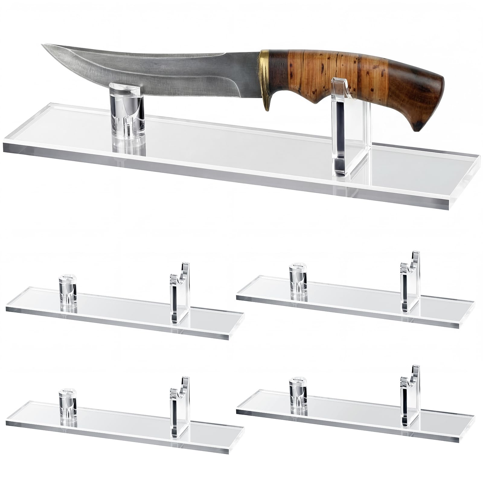 2-piece Knife Display Stand - Fixed Blade Knife Holder for Collection Finished Display, Rustic Cabin Home Decor(Clear,Acrylic)