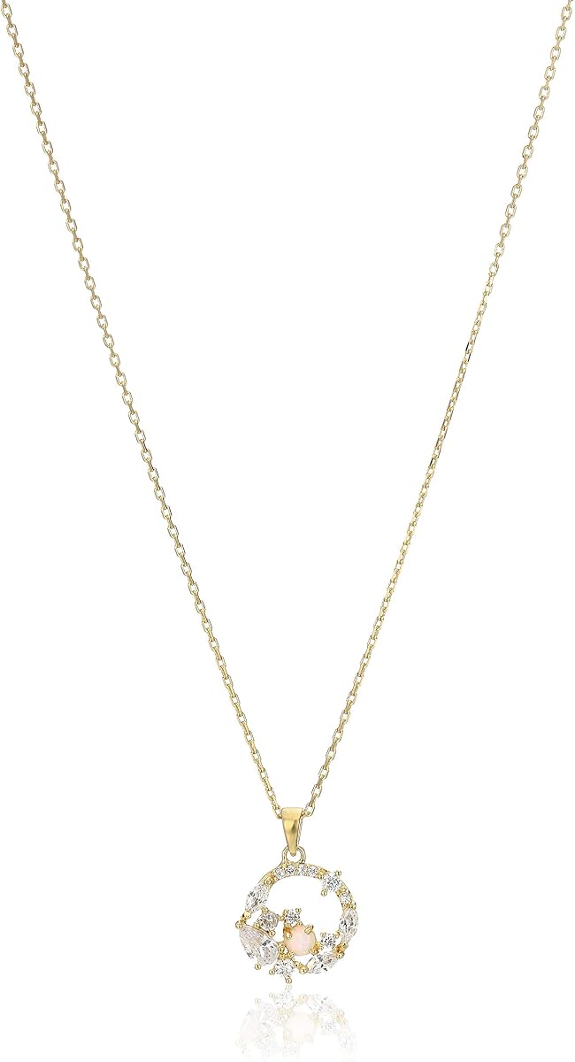 Amazon Essentials Created Opal and Cubic Zirconia Constellation Pendant Necklace in Sterling Silver, 16" + 2" Extender , (previously Amazon Collection)