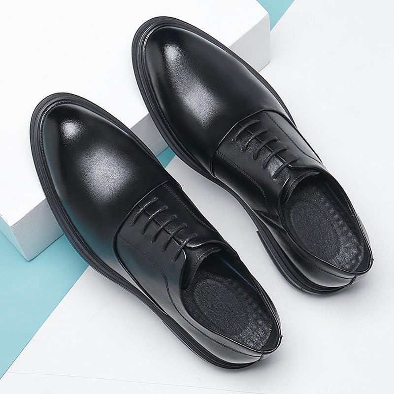 Men's Invisible Height Increasing Elevator Shoes Modern Men's Formal Business Oxford Shoes Classic Lace-up Formal Tuxedo Shoes Anti-Slip Low Top Non Slip Prom2