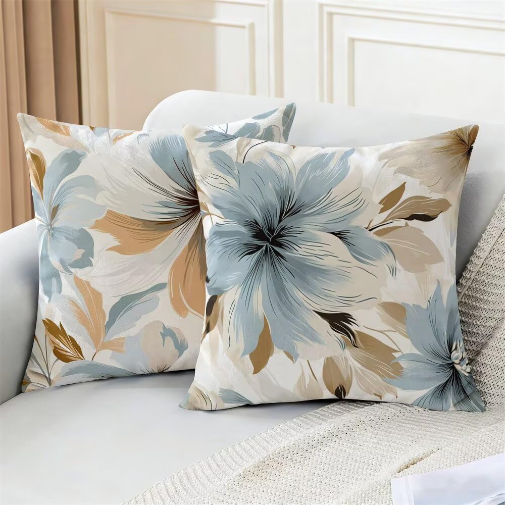 Federe Cuscini Divano 65x65 cm Federe Morbido Copricuscini Astratto in Velluto, 2 Pezzi Copri Cuscini per Divano Moderno Quadrati Decorativi Federa Cuscino Fiori per Camera da Letto Soggiorno (IU59)