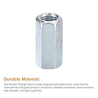 Vista 4 de uxcell 10 tuercas de acoplamiento M16x22x50mm - Acoplador de varilla roscada hexagonal de acero al carbono galvanizado para muebles, electrónico