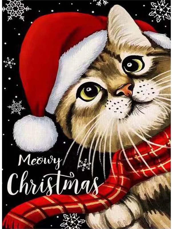 ZHUDENGXJL Kits de arte de diamantes de gato de Navidad para adultos, kits de arte de bricolaje para adultos principiantes, kit de arte de diamantes