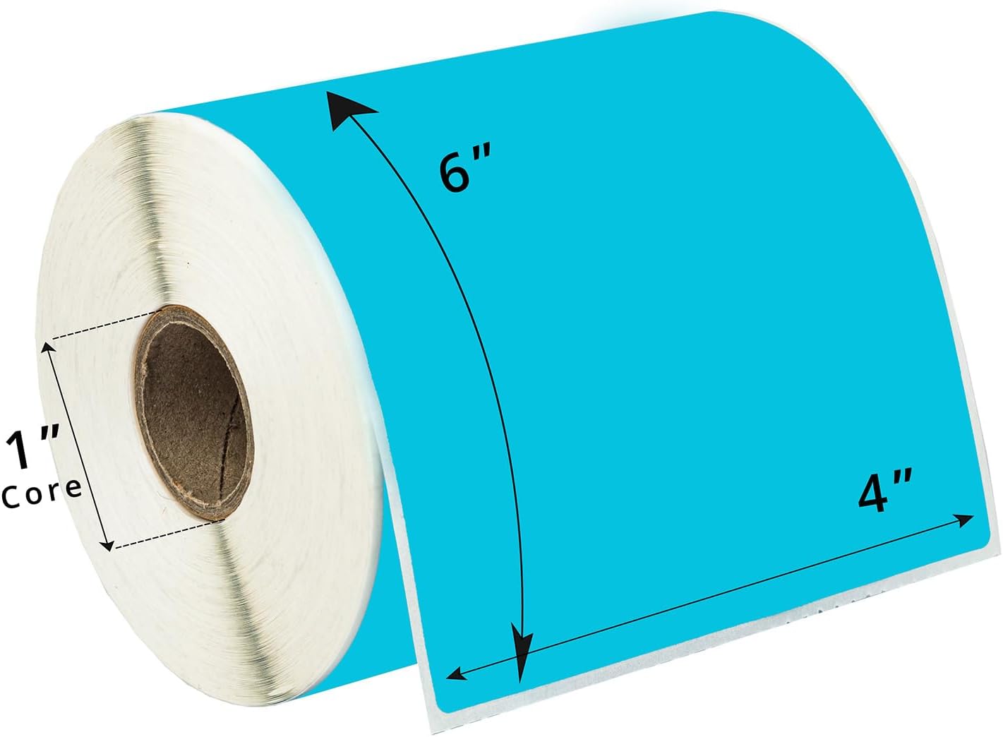 HOUSELABELS 4" x 6" Blue Shipping Labels on 1" Core Compatible with Zebra and Rollo Printers, 6 Rolls / 250 Labels per Roll