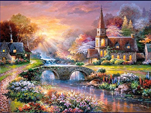 Fipart 5D DIY Diamond Painting Cross Stitch Craft Kit Wall Stickers for Living Room Decoration(12X18inch 30X45CM)Cabin