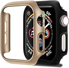 2 Pack [No Screen Protector] Bumper Case for Apple Watch Series SE2 SE 6 5 4 40mm, Slim Shockproof Protective Bumper Cover for iWatch S6/S5/S4/SE Accessories 40mm, Black/Gold