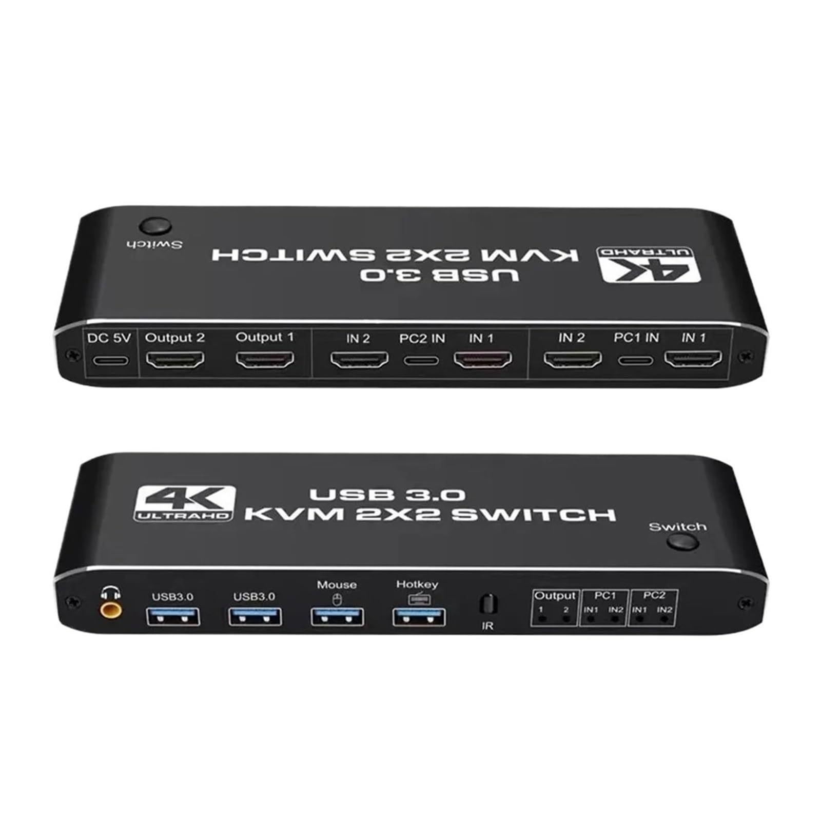 2 in 2 Out MST KVM Switch Matrix 4K 60Hz HDMI-compatible2.0 USB 3.0 Hub Docking Station Dock PC Share Keyboard Printer Mouse(2x2 KVM Switch)-image-28