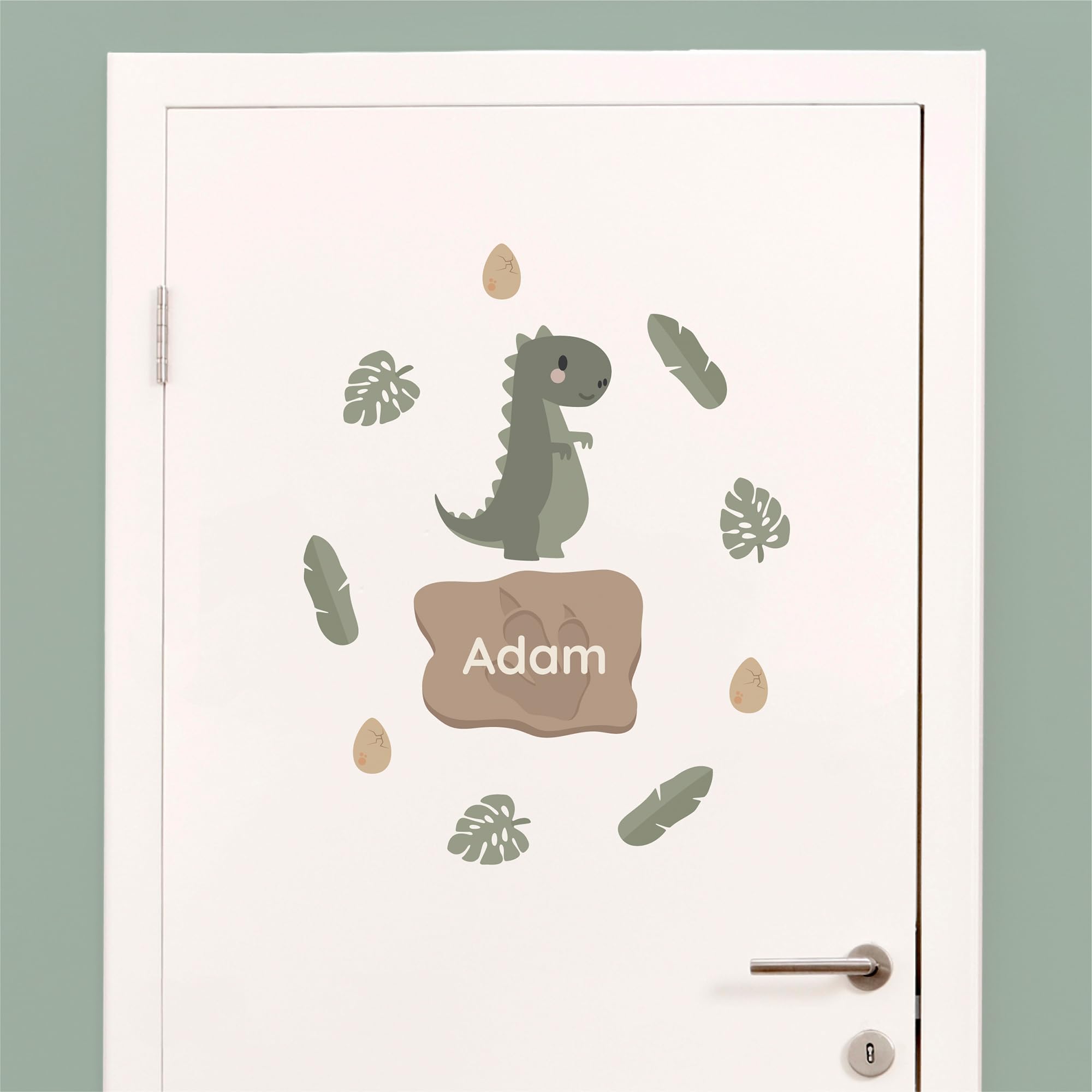 Klebekerlchen® Türaufkleber personalisiert mit Namensschild – Türschild Kinderzimmer & Babyzimmer Wandtattoo – selbstklebende Wandsticker - Kinderzimmer Deko Junge & Mädchen – T-Rex