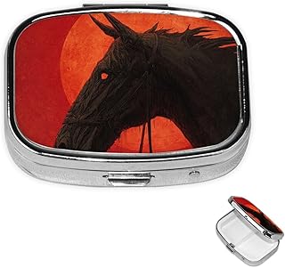 Square Pill Box 2 Compartment Medicine Pill Case Dark Horse Pill Organizer for Purse