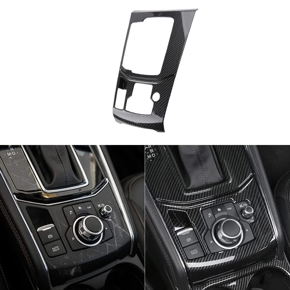 Schalttafel Verkleidung Abdeckung Rahmen, Riloer Kohlefaser Auto ABS Schaltknauf Konsole Verkleidung Rahmenabdeckung für M-AZDA CX5 2017-2022, kratzfest verschleißfest