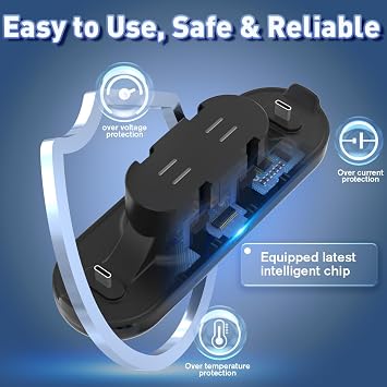 Switch Controller Charger for Nintendo Joy con Charge, Joy-con Charging Dock, 6 in 1 Switch1 Controller Charge Dock Station Compatible Nintendo Switch/Pro Controller/PS5 with Charger Cable & Indicator