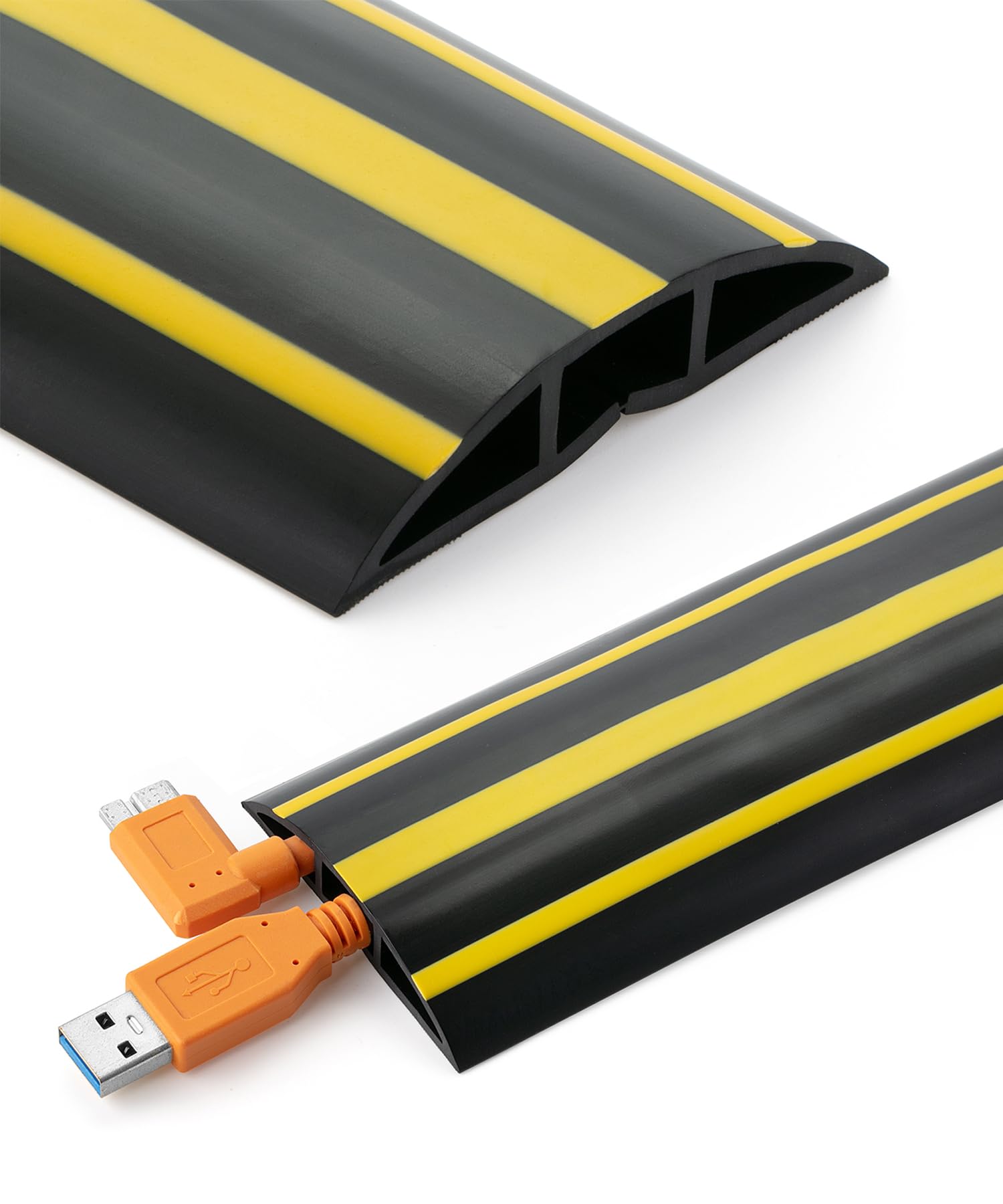 Bates- Floor Cord Cover, 6ft Cable Cover, Black & Yellow Extension Cord Cover Floor, Cord Protector, Floor Cable Cover, Cord Hider Floor, Cable Cover