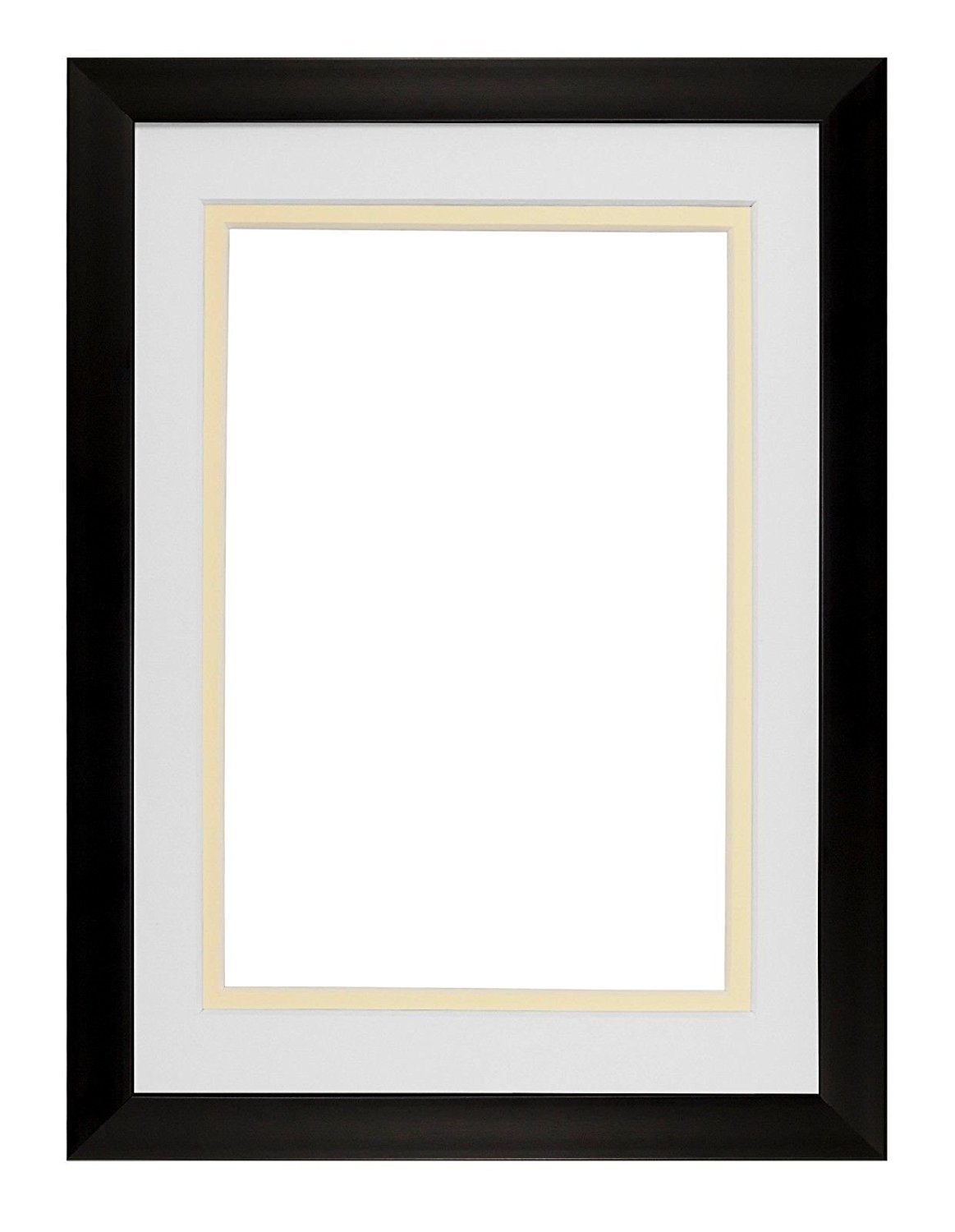 Memory Box Rainbow Range Black Matt Double Mount Photo frame/picture frame/poster frame with Perspex Sheet - White on Ivory Mount - 20"x16" for A3 pictures