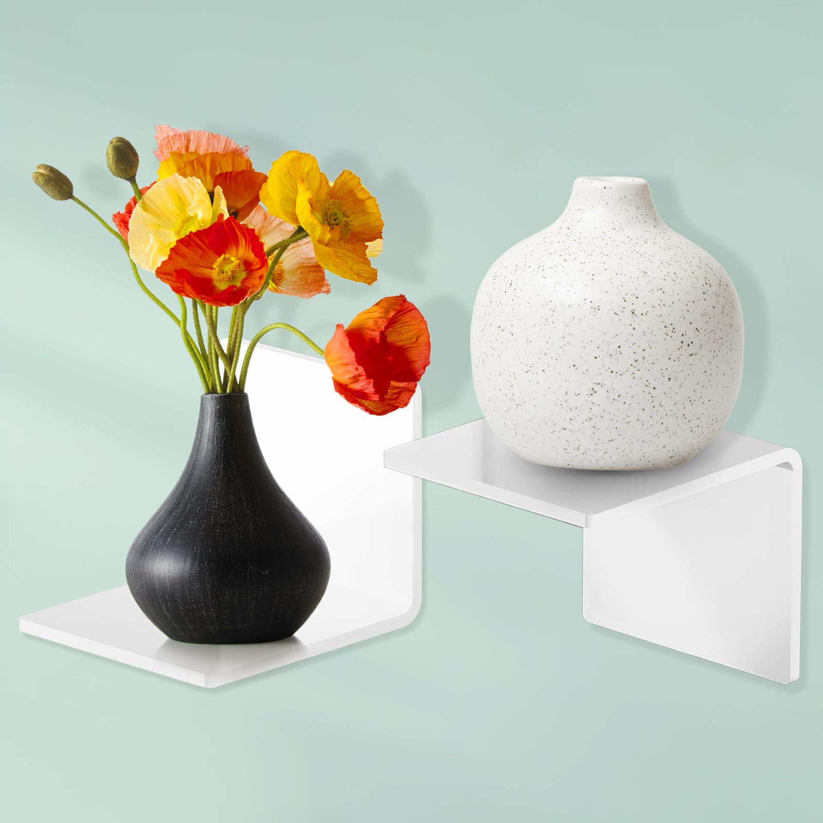 HENGBIRD 2 Piezas Estanteria Pared Pequeño, Baldas Pared sin Taladrar, Estantes Flotantes Mini 10 cm Estante Adhesivo Acrílico Engrosado Decoración para Salón Dormitorio Cocina Oficina