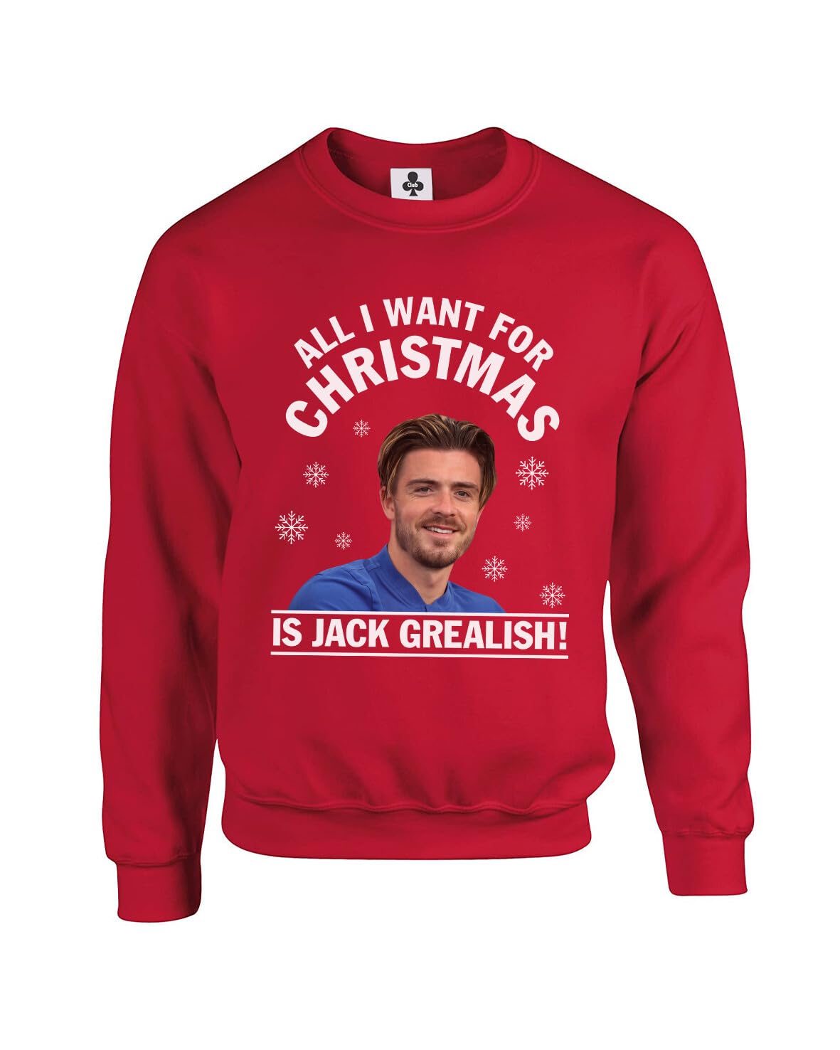 Taylor Brown All I want for christmas is Jack Grealish Xmas festive Football Footy Unisex Funny Adults Sweatshirt Jumper Red