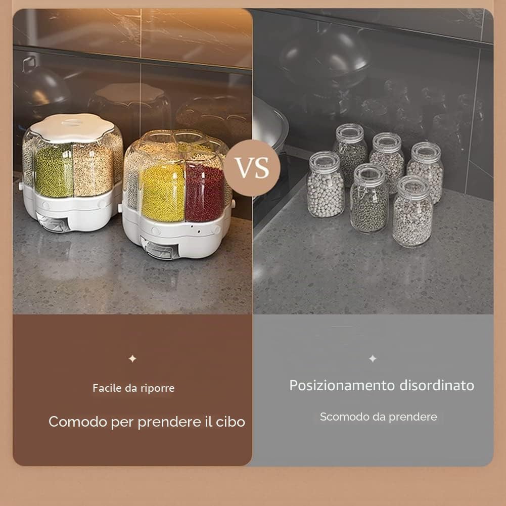 Dispenser di alimenti rotante Secchio di Serbatoio di stoccaggio del Sigillato Contenitore di grano contenitore per la casa e la