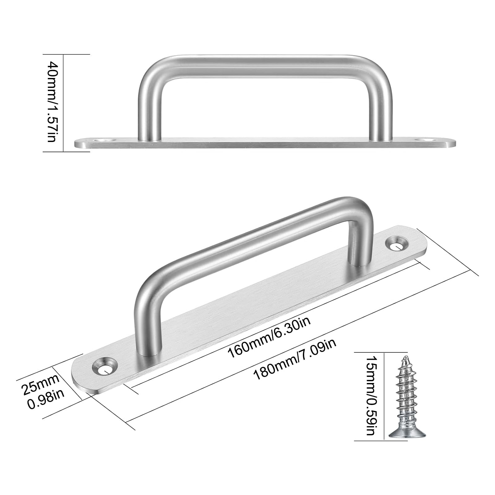 RZMZBY Set of 2 Sliding Door Handles, 18 cm, Barn Door Handles, Interior Door Fittings, Sliding Gate Handles - Image 2