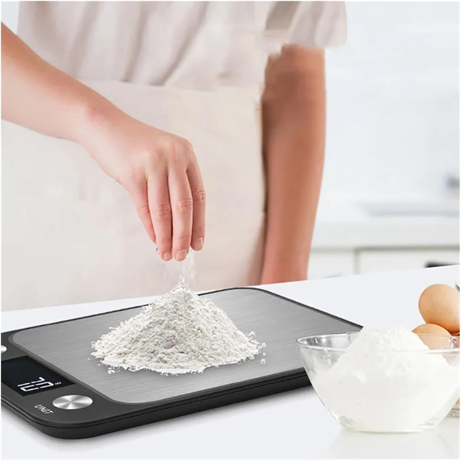 Kitchen Scale Food Stainless Steel Waterproof Digital Baking Milk Vegetable Weight Scales(Black,5Kg)