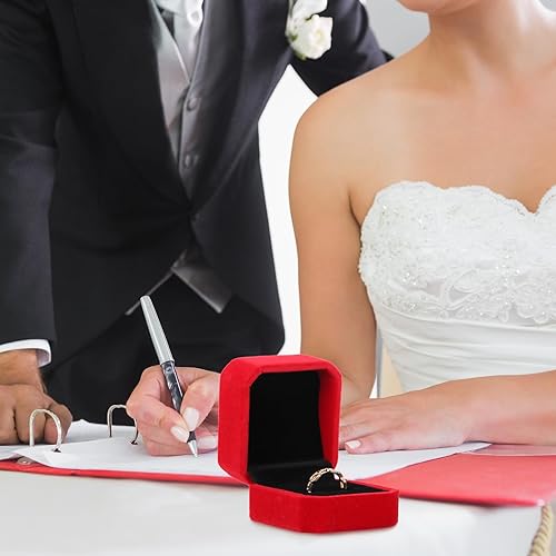 Miniatura 4 de Yaomiao Caja de terciopelo para anillos de boda, caja de anillos de compromiso, cajas de joyería, caja de embalaje para anillo, soporte de