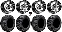 Vista 1 de Bundle - 9 Items: LSI Raptor 12" Golf Wheels Black/Machined 23" X-Trail Tires [for E-Z-GO & Club CarGolf Carts]