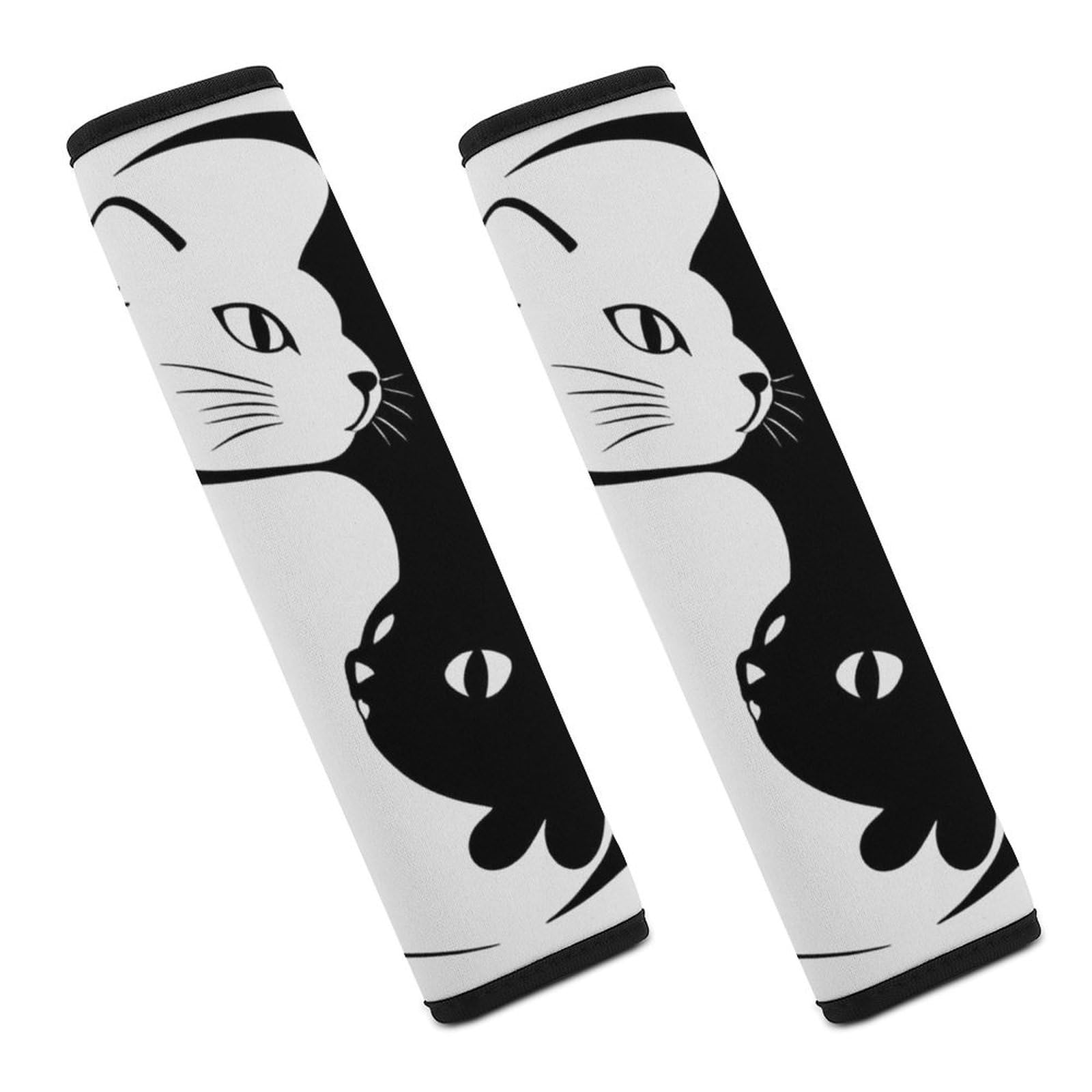 OXJOIIS Soft Auto Seat Belt Cover Yin Yang Black and White Sleepy Cat 2 PCS Seatbelt Cushions Shoulder Pad for a More Comfortable Driving Compatible