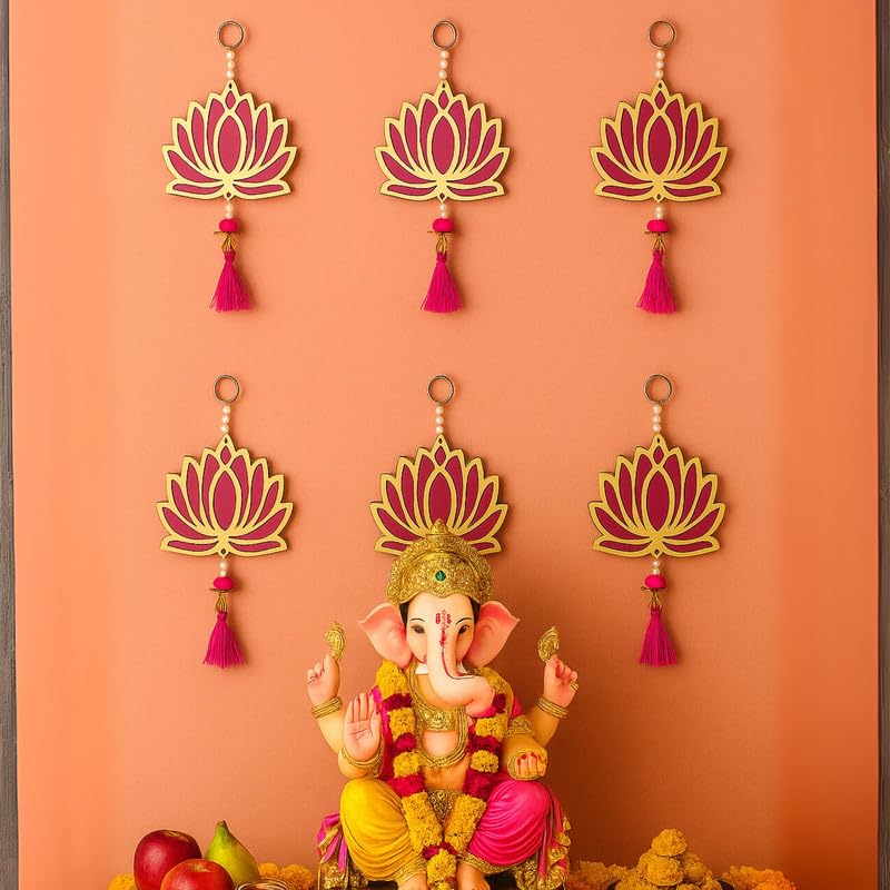 Lotus Decorative Hanging Pack of 6 – Pink Festival Toran for Diwali Decoration, Pooja Room, Mandir Wall Decor, Living Room Home Decor Items, Ganpati Celebration Lotus Decorative Hanging Pack of 6 – Pink Festival Toran for Diwali Decoration, Pooja Room, Mandir Wall Decor, Living Room Home Decor Items, Ganpati Celebration