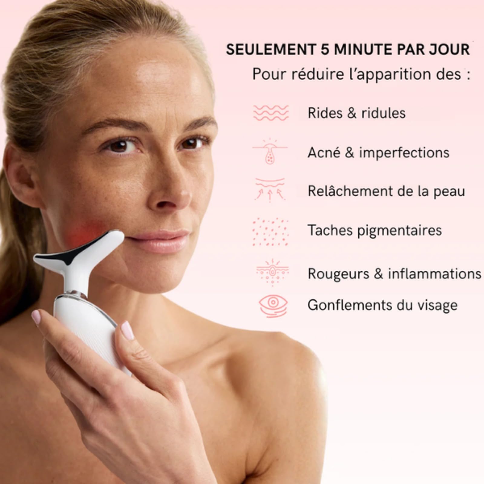 NOVASKIN SCULPTEUR FACIAL LED 7-EN-1 - Appareil de Massage Visage Multi-Fonctions, Soin Anti-Âge (Blanc)
